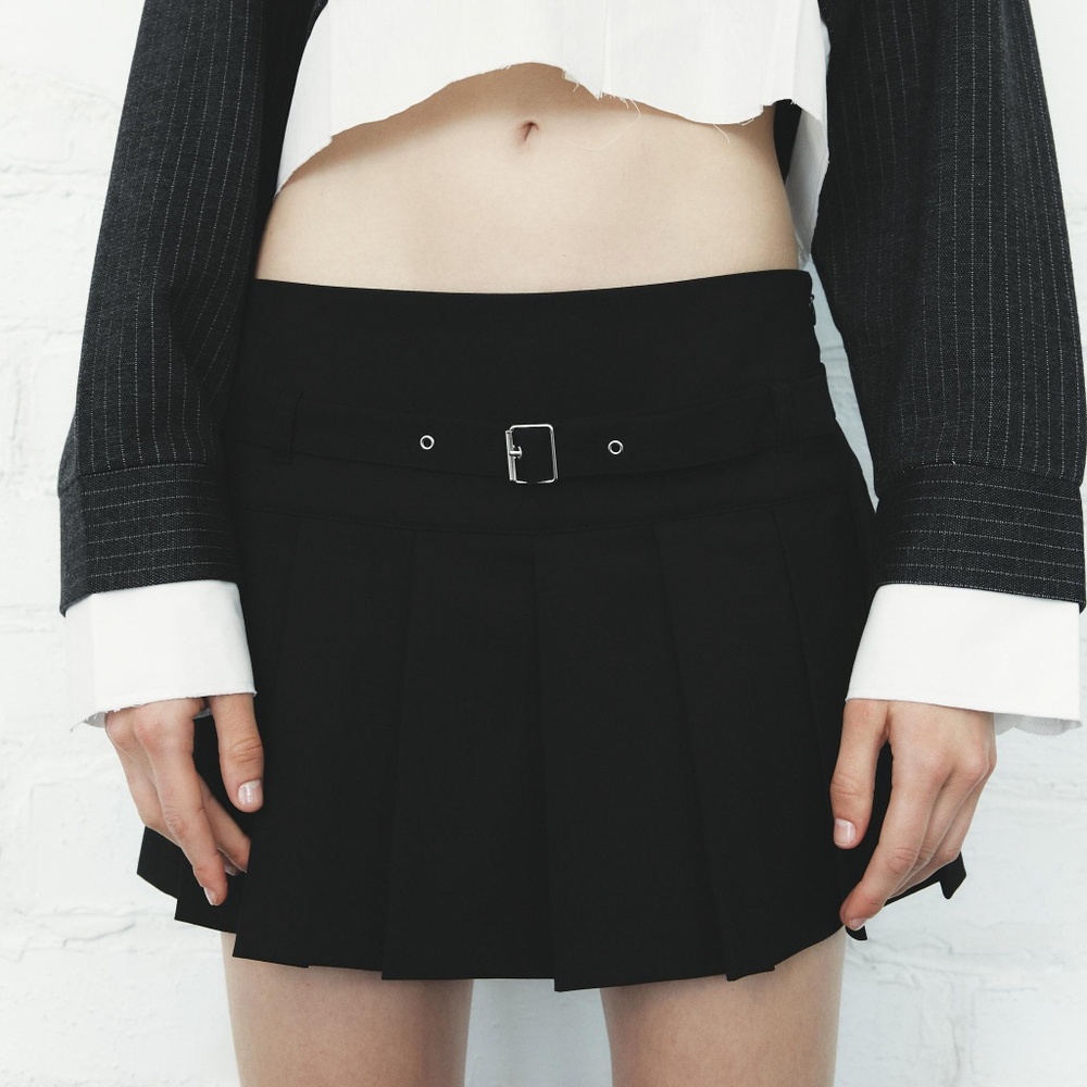 ZARA PLEATED SKORT WITH BELT S